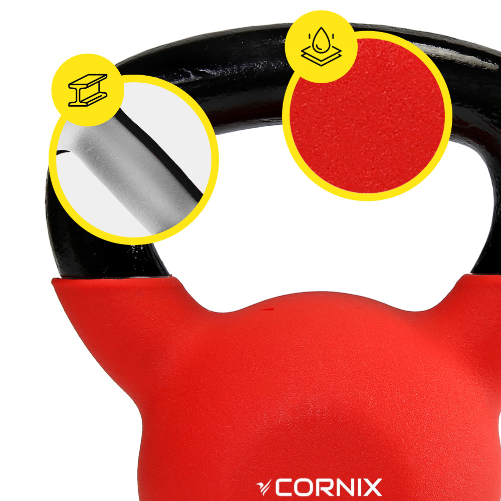 Гиря металлическая Cornix 8 кг с виниловым покрытием XR-0436 Red/Black