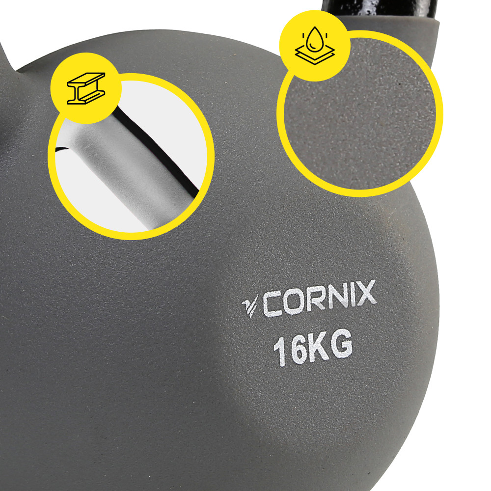 Гиря металлическая Cornix 16 кг с виниловым покрытием XR-0438 Grey/Black