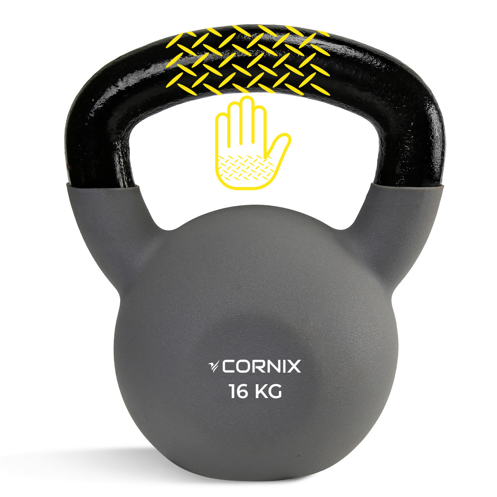 Гиря металлическая Cornix 16 кг с виниловым покрытием XR-0438 Grey/Black