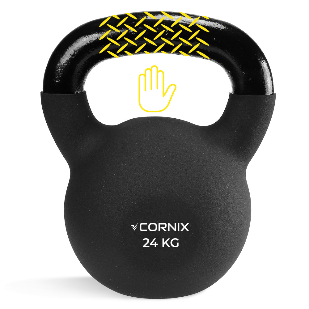 Гиря металева Cornix 24 кг з вініловим покриттям XR-0440 Black
