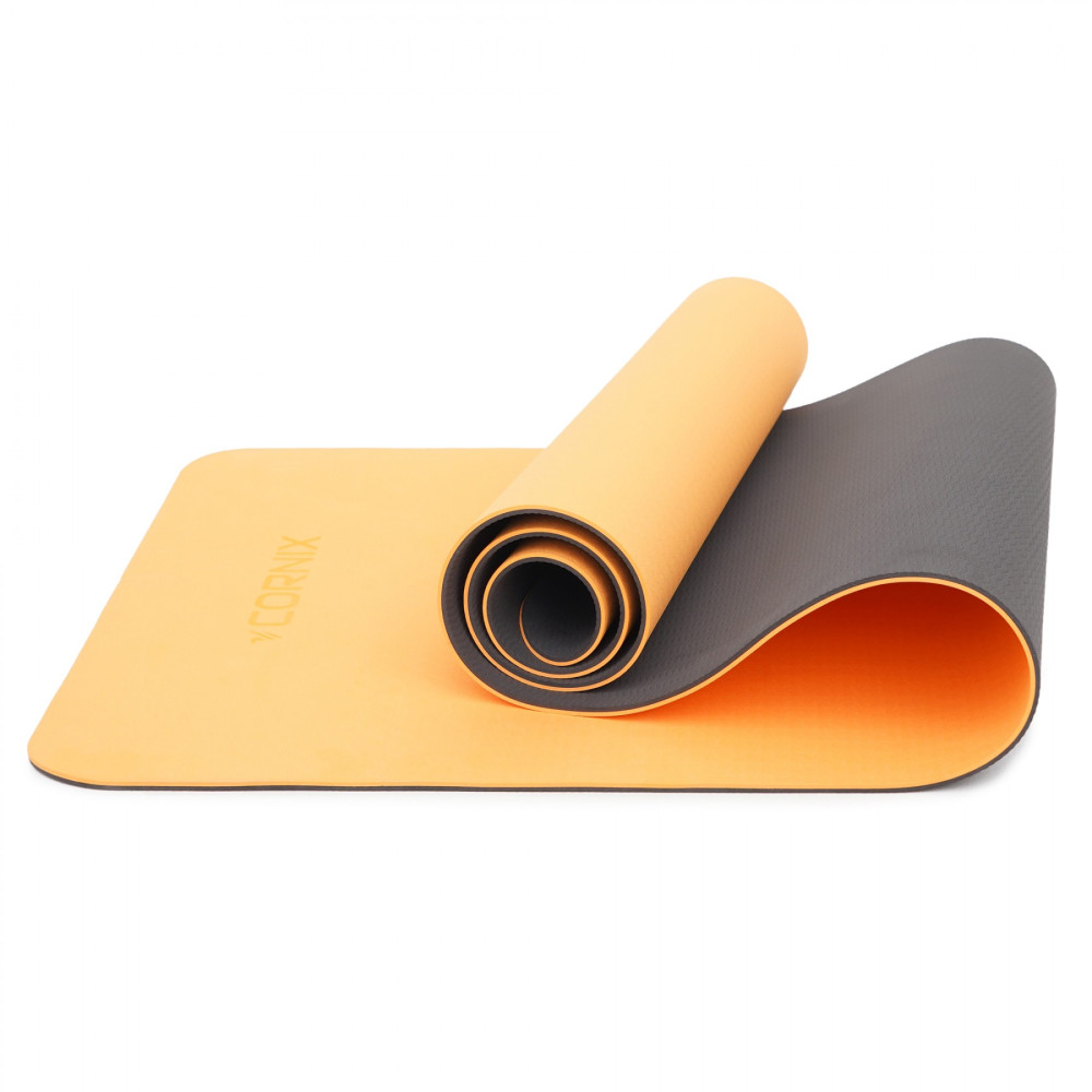 Килимок спортивний Cornix TPE 183 x 61 x 0.6 см для йоги та фітнесу XR-0001 Orange/Black