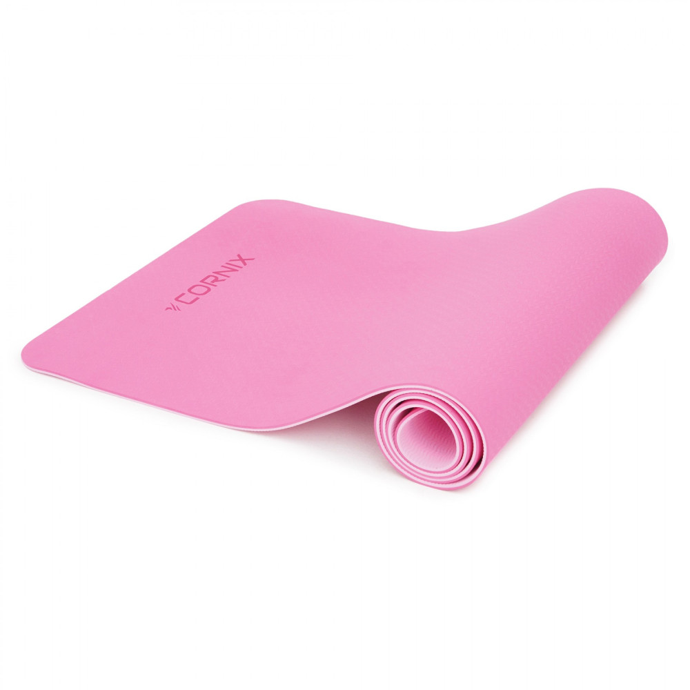 Килимок спортивний Cornix TPE 183 x 61 x 0.6 см для йоги та фітнесу XR-0005 Pink/Rose