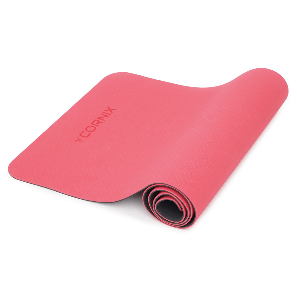 Килимок спортивний Cornix TPE 183 x 61 x 0.6 см для йоги та фітнесу XR-0006 Red/Black