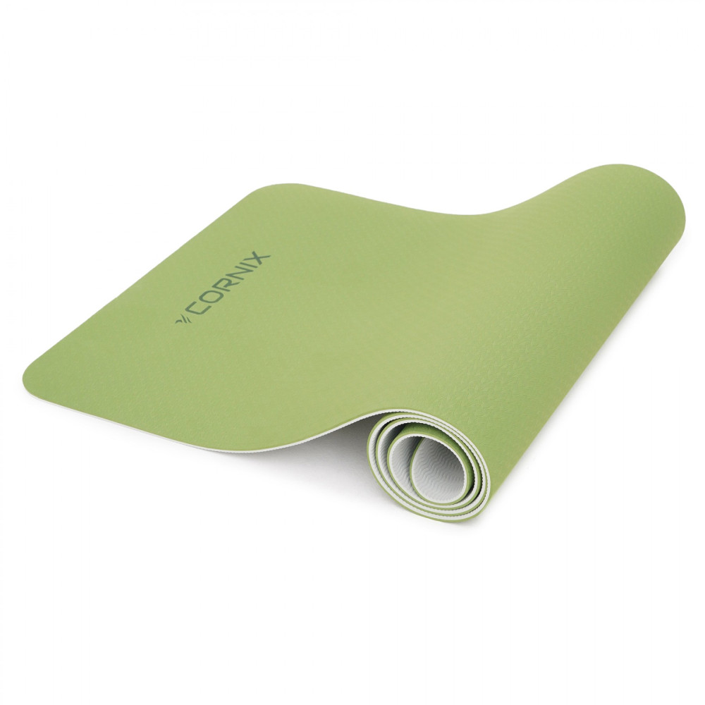 Килимок спортивний Cornix TPE 183 x 61 x 0.6 см для йоги та фітнесу XR-0008 Green/Grey