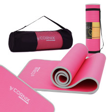 Килимок спортивний Cornix NBR 183 x 61 x 1 см для йоги та фітнесу XR-0095 Pink/Grey