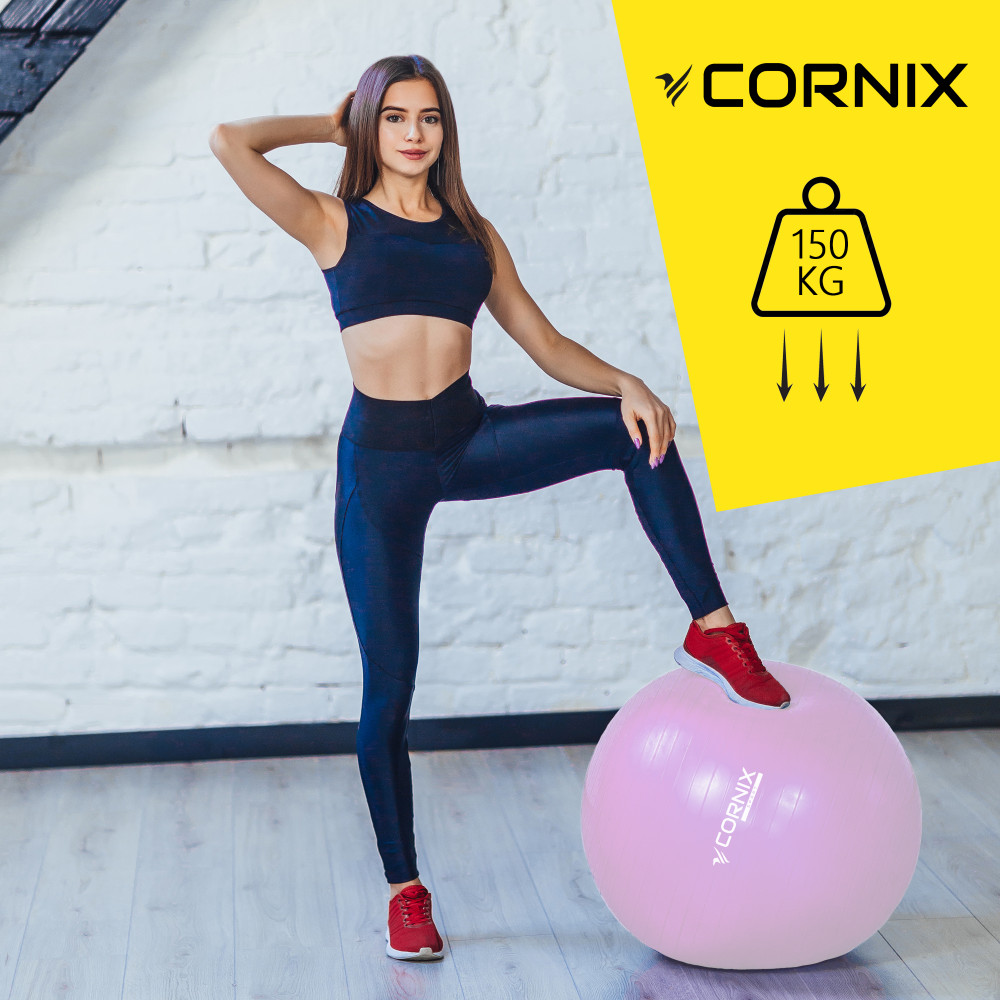 Мяч для фитнеса (фитбол) Cornix 75 см Anti-Burst Light Pink XR-0367