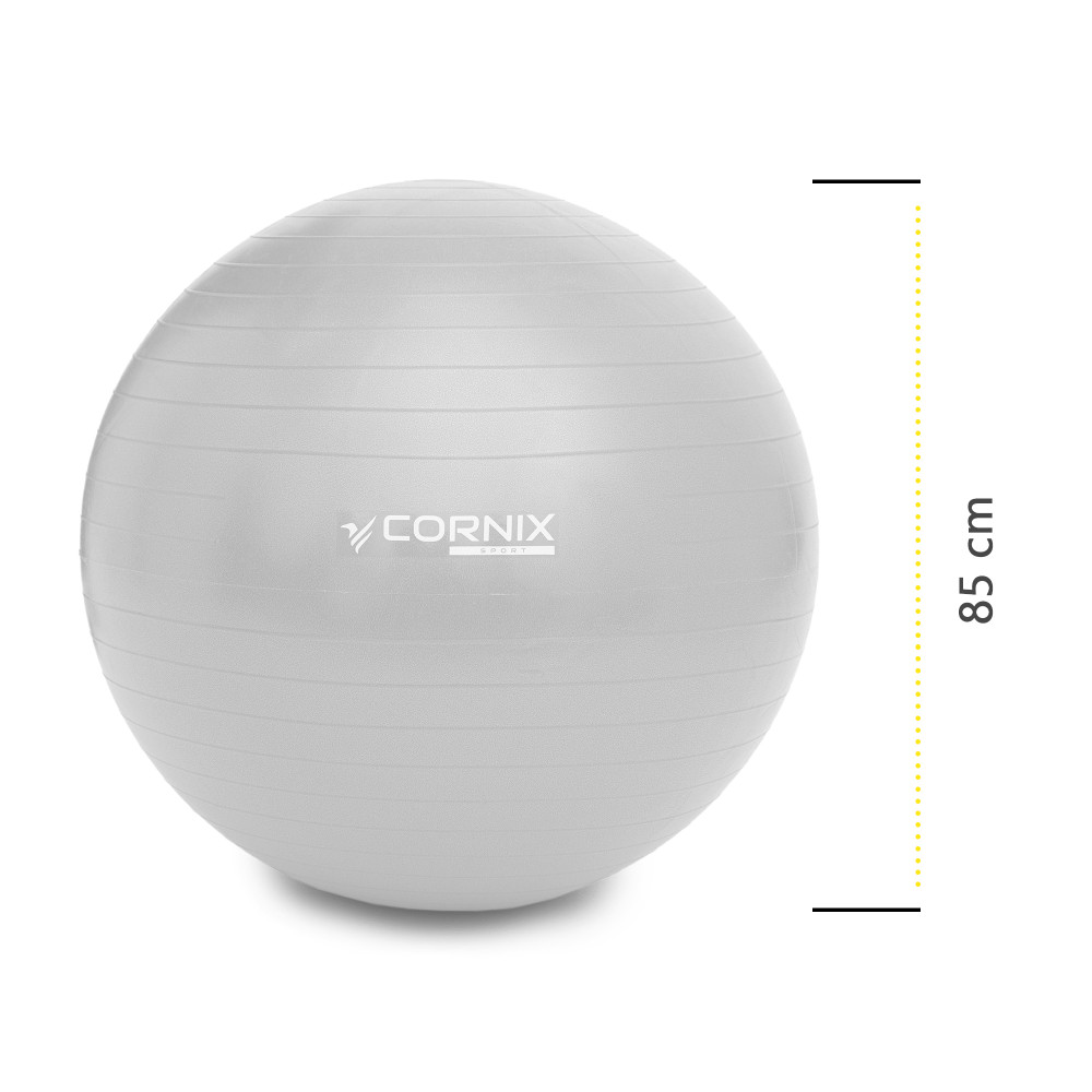 М'яч для фітнесу (фітбол) Cornix 85 см Anti-Burst Silver XR-0368