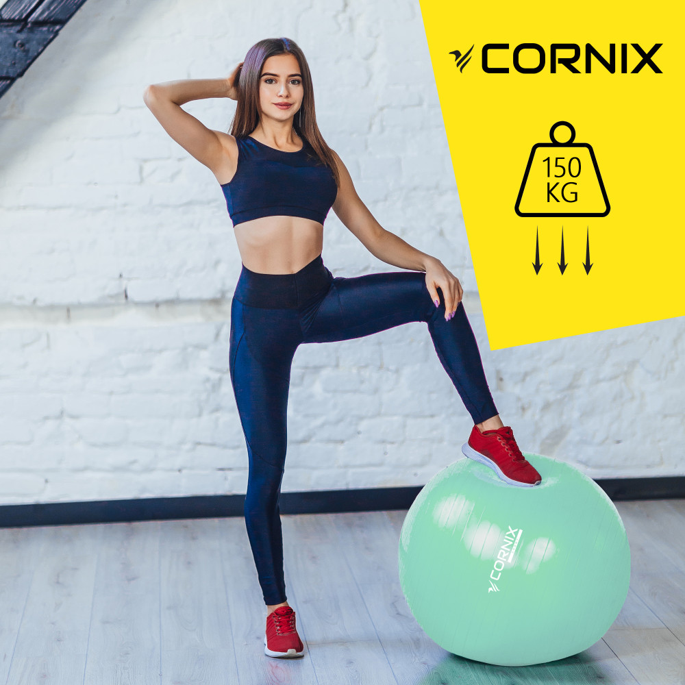 М'яч для фітнесу (фітбол) Cornix 85 см Anti-Burst Mint XR-0369
