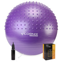 М'яч для фітнесу (фітбол) Cornix 55 см напівмасажний Anti-Burst Violet XR-0460