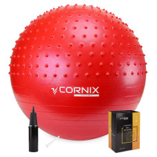 Мяч для фитнеса (фитбол) Cornix 55 см полумассажный Anti-Burst Red XR-0462