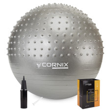 Мяч для фитнеса (фитбол) Cornix 55 см полумассажный Anti-Burst Silver XR-0463