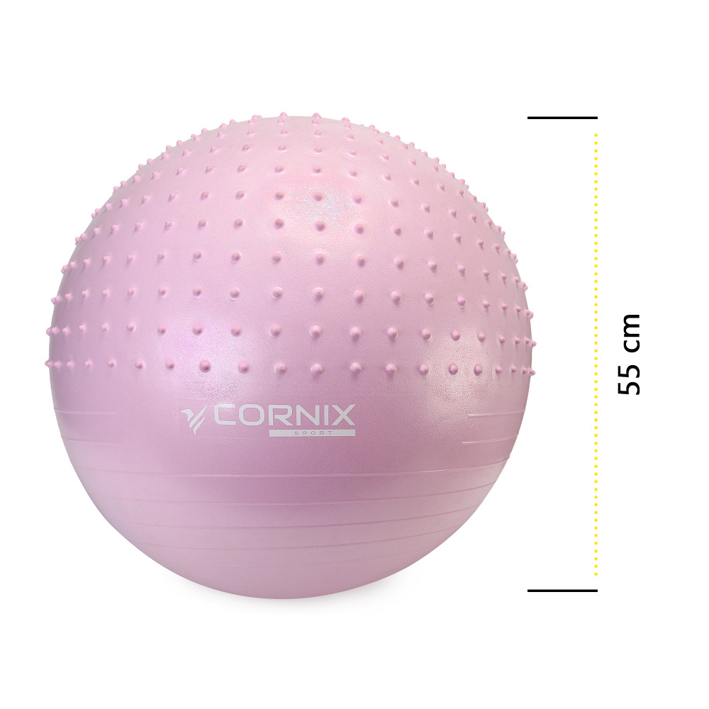 Мяч для фитнеса (фитбол) Cornix 55 см полумассажный Anti-Burst Light Pink XR-0465