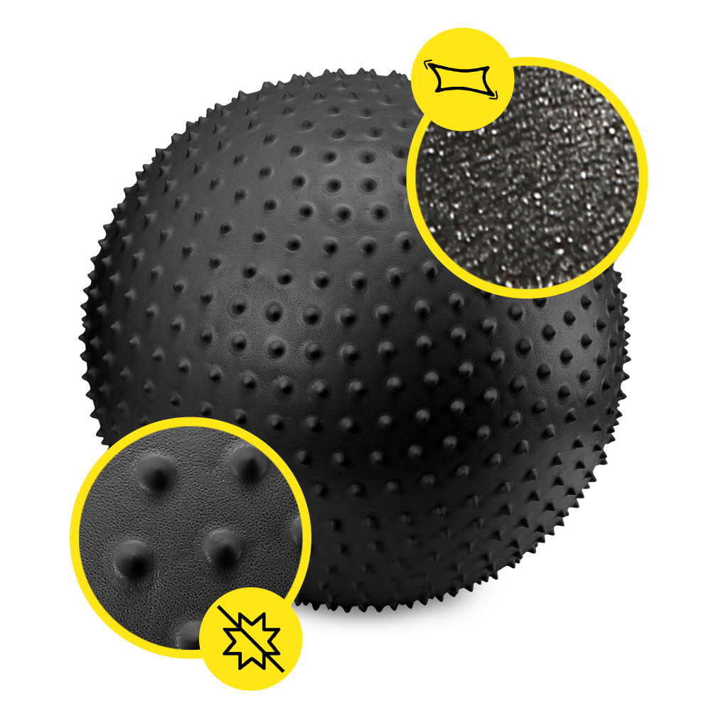 М'яч для фітнесу (фітбол) Cornix 55 см масажний Anti-Burst Black XR-0466