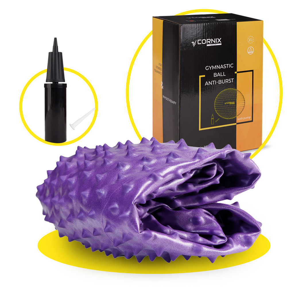 Мяч для фитнеса (фитбол) Cornix 55 см массажный Anti-Burst Violet XR-0468
