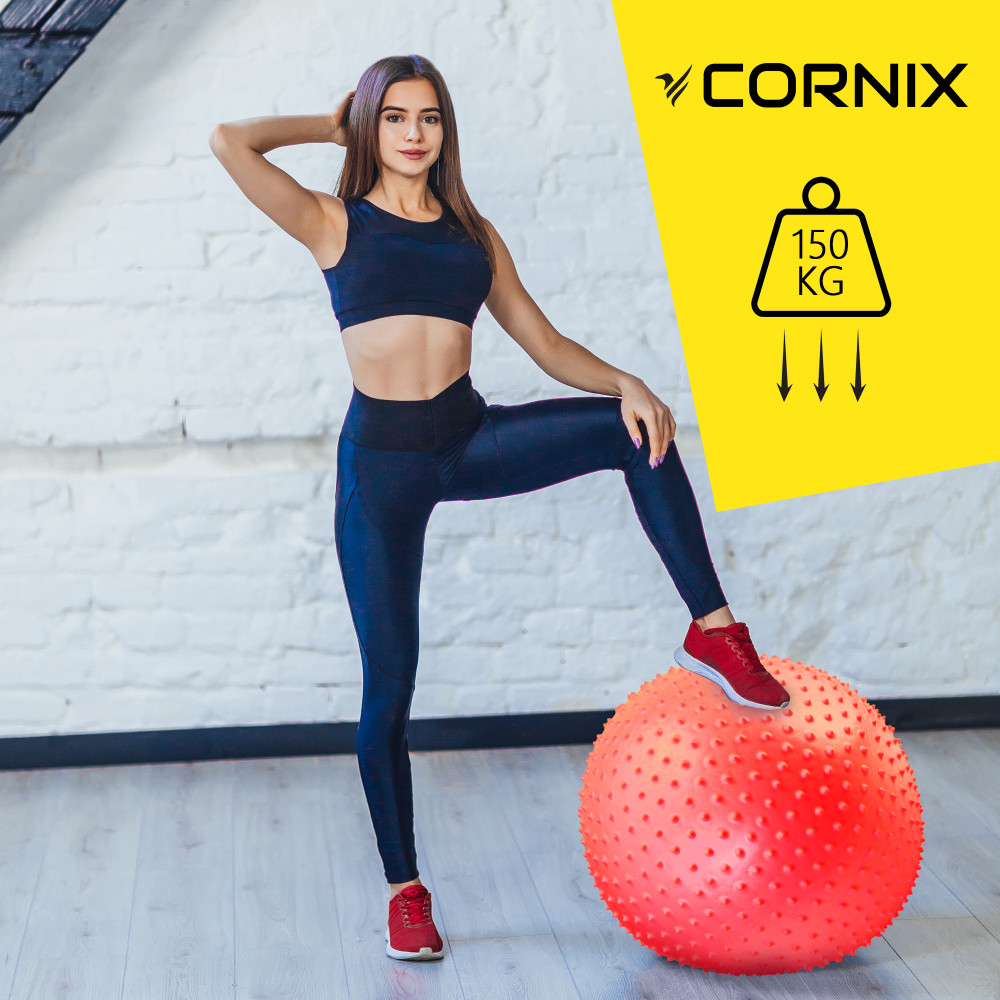 Мяч для фитнеса (фитбол) Cornix 55 см массажный Anti-Burst Red XR-0470