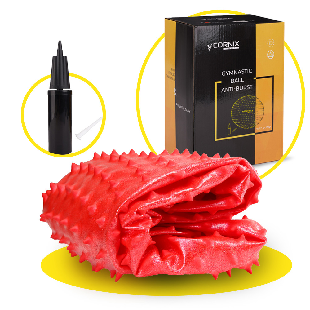Мяч для фитнеса (фитбол) Cornix 55 см массажный Anti-Burst Red XR-0470
