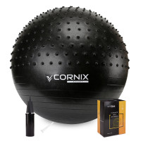 Мяч для фитнеса (фитбол) Cornix 65 см полумассажный Anti-Burst Black XR-0474