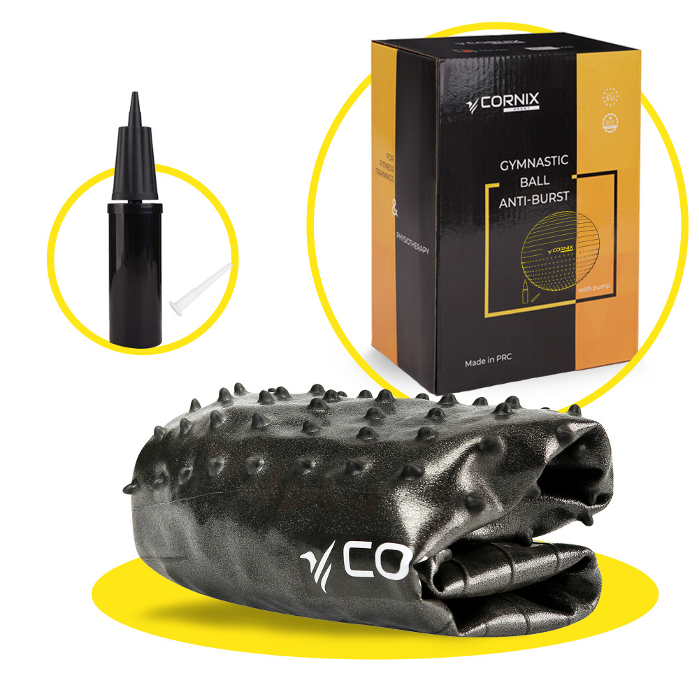Мяч для фитнеса (фитбол) Cornix 65 см полумассажный Anti-Burst Black XR-0474