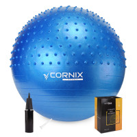 Мяч для фитнеса (фитбол) Cornix 65 см полумассажный Anti-Burst Blue XR-0475