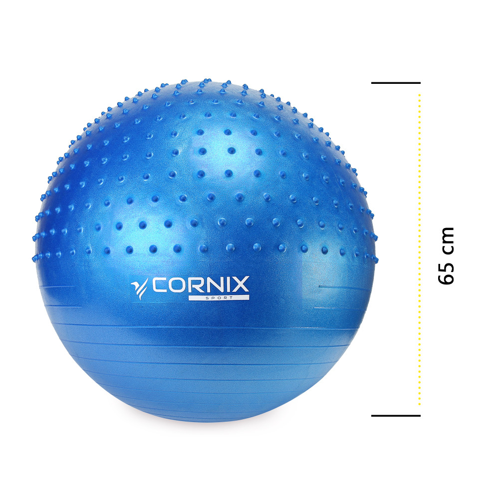 Мяч для фитнеса (фитбол) Cornix 65 см полумассажный Anti-Burst Blue XR-0475