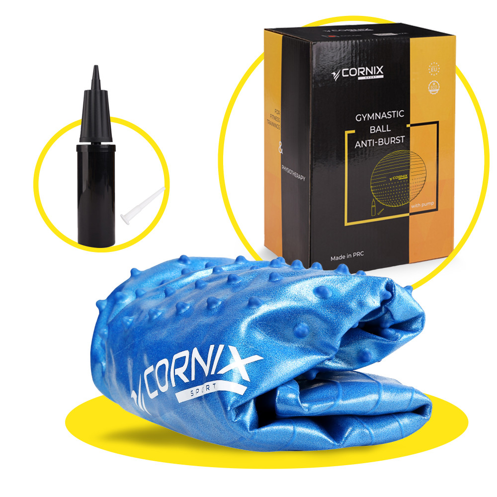 Мяч для фитнеса (фитбол) Cornix 65 см полумассажный Anti-Burst Blue XR-0475