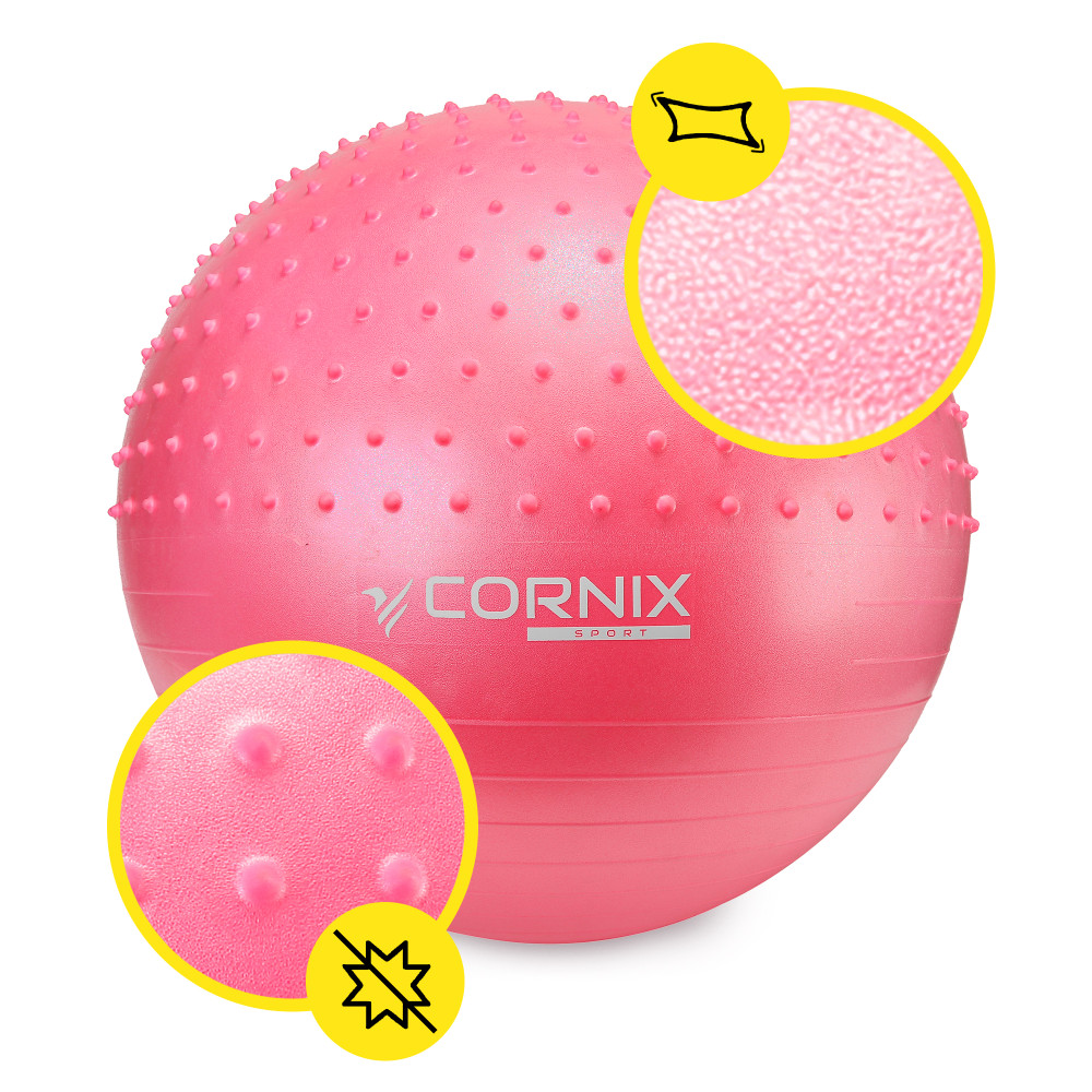 Мяч для фитнеса (фитбол) Cornix 65 см полумассажный Anti-Burst Pink XR-0477