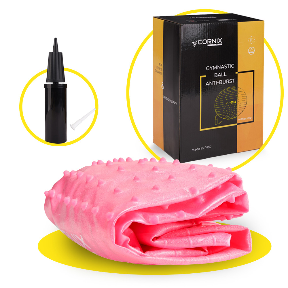 Мяч для фитнеса (фитбол) Cornix 65 см полумассажный Anti-Burst Pink XR-0477
