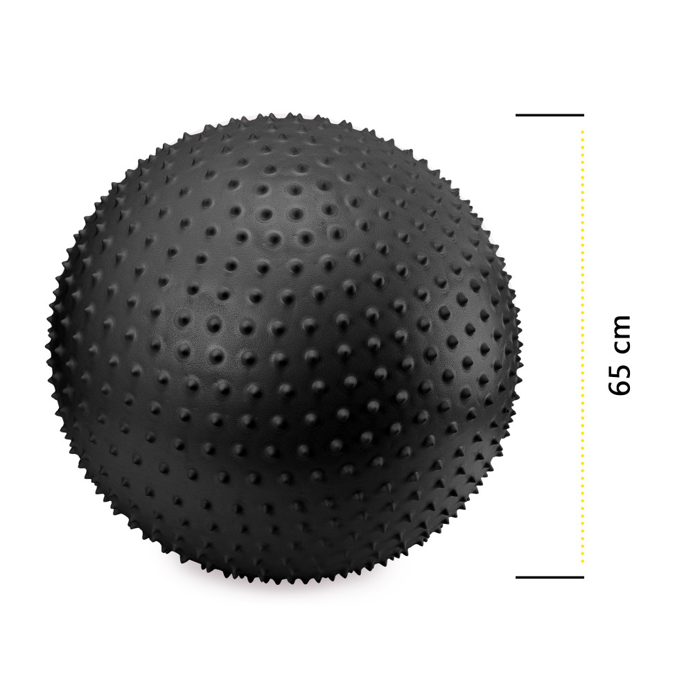 М'яч для фітнесу (фітбол) Cornix 65 см масажний Anti-Burst Black XR-0482