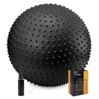 М'яч для фітнесу (фітбол) Cornix 65 см масажний Anti-Burst Black XR-0482
