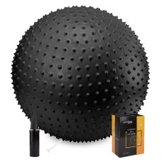 Мяч для фитнеса (фитбол) Cornix 65 см массажный Anti-Burst Black XR-0482