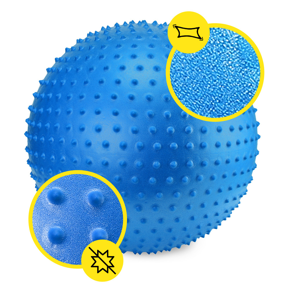 М'яч для фітнесу (фітбол) Cornix 65 см масажний Anti-Burst Blue XR-0483