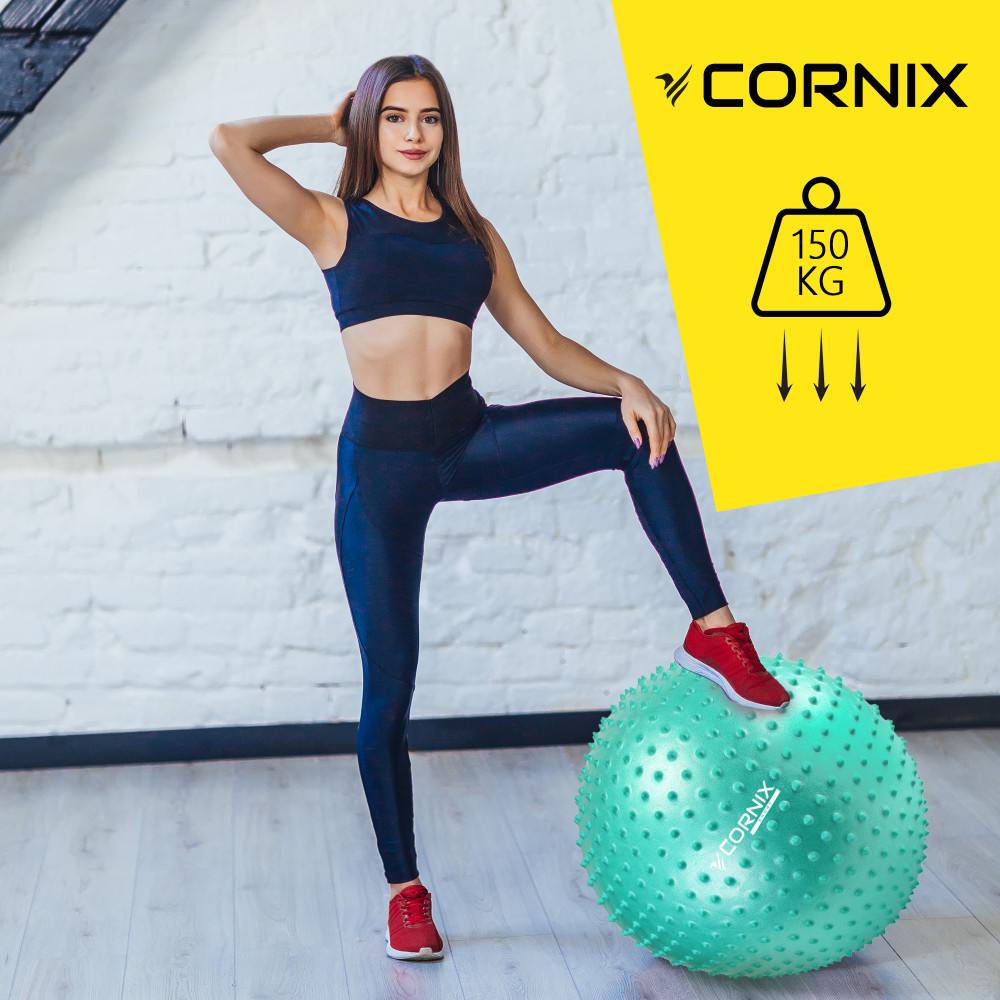 Мяч для фитнеса (фитбол) Cornix 65 см массажный Anti-Burst Mint XR-0488