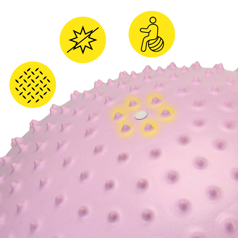 М'яч для фітнесу (фітбол) Cornix 65 см масажний Anti-Burst Light Pink XR-0489