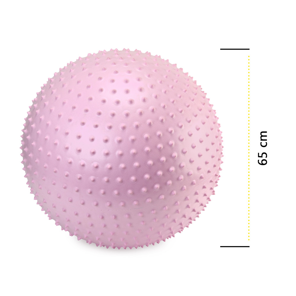 М'яч для фітнесу (фітбол) Cornix 65 см масажний Anti-Burst Light Pink XR-0489