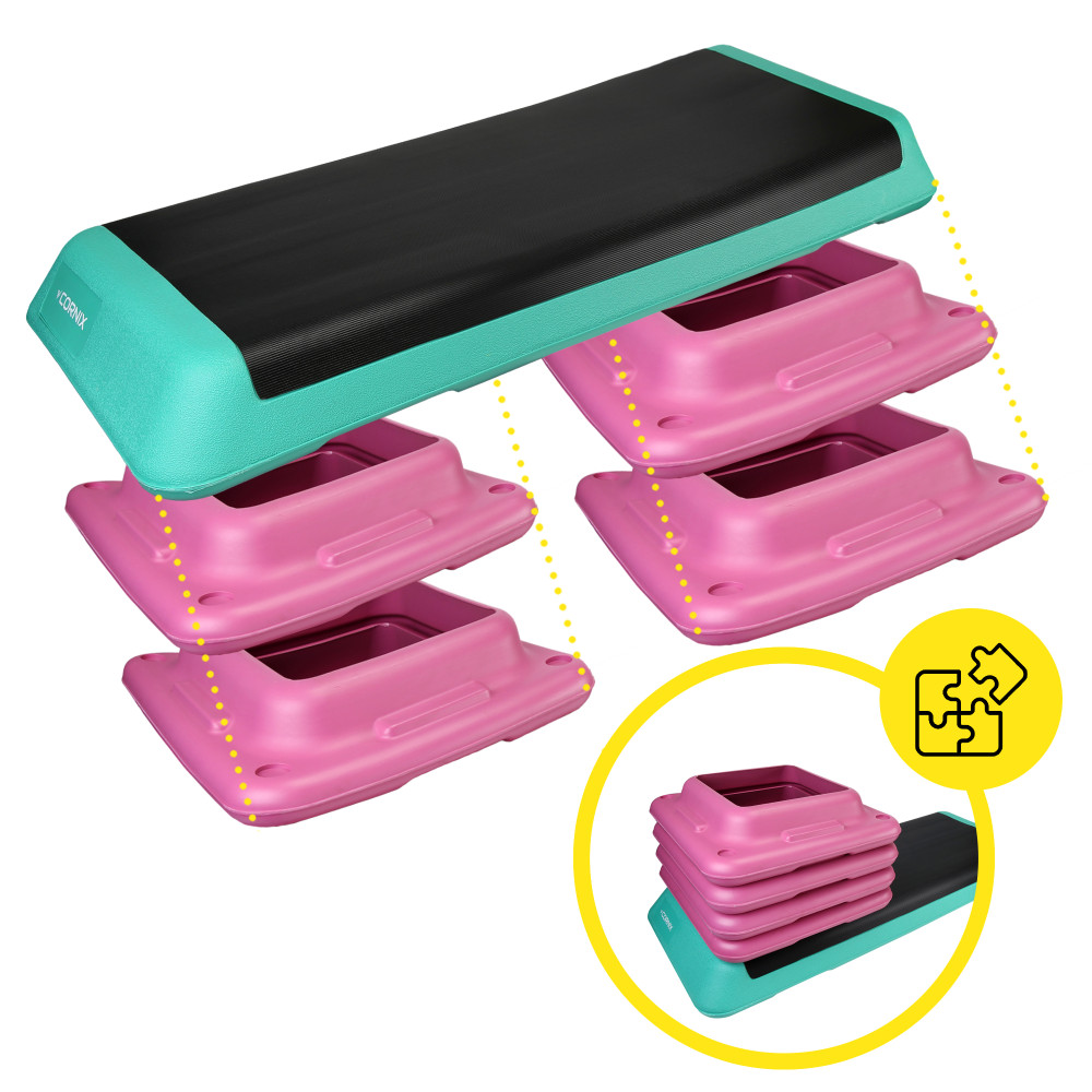 Степ-платформа 3-ступенчатая Cornix Pro 109 х 41 х 10-20 см XR-0402 Violet/Turquoise/Black