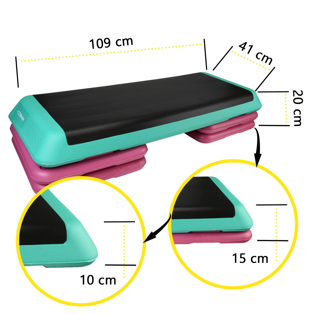 Степ-платформа 3-ступенчатая Cornix Pro 109 х 41 х 10-20 см XR-0402 Violet/Turquoise/Black