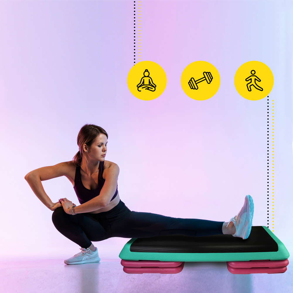 Степ-платформа 3-ступенчатая Cornix Pro 109 х 41 х 10-20 см XR-0402 Violet/Turquoise/Black