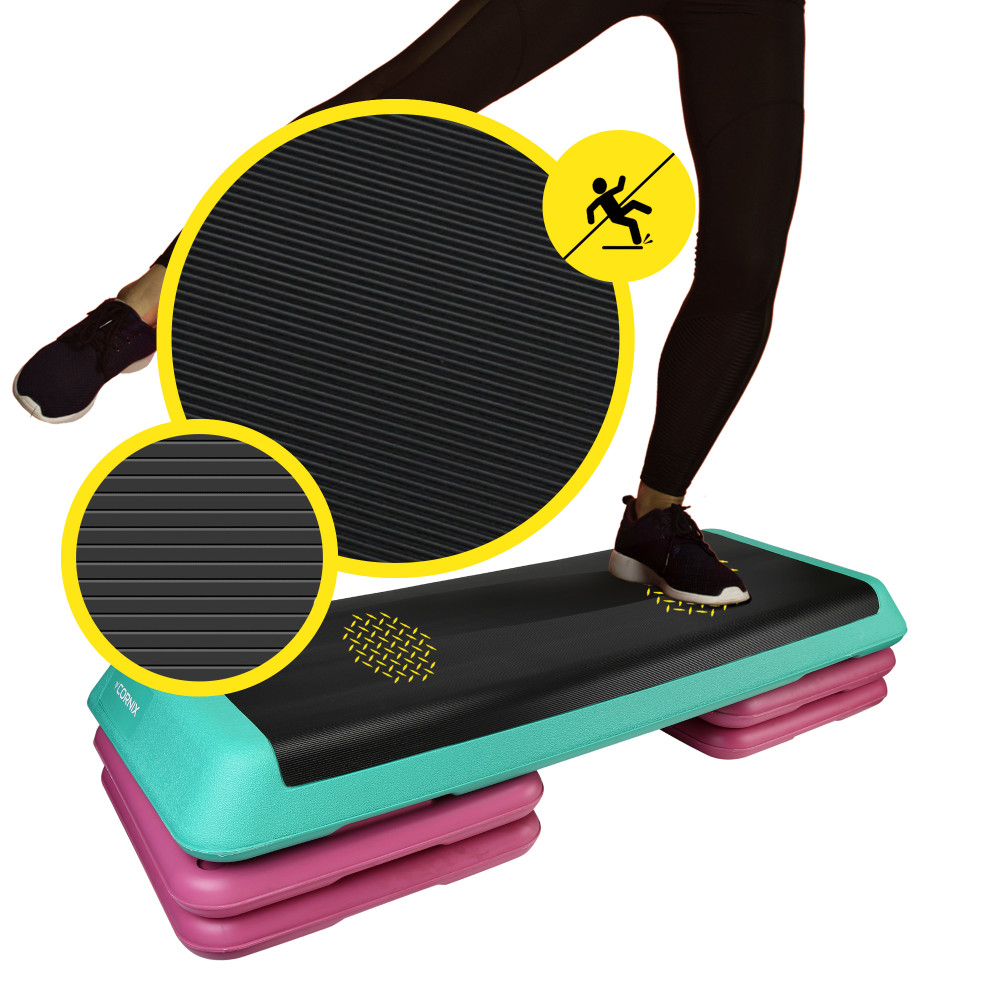 Степ-платформа 3-ступенчатая Cornix Pro 109 х 41 х 10-20 см XR-0402 Violet/Turquoise/Black