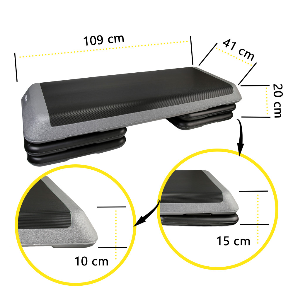 Степ-платформа 3-ступенчатая Cornix Pro 109 х 41 х 10-20 см XR-0403 Black/Grey