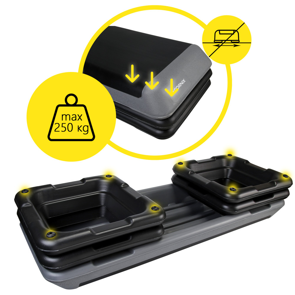 Степ-платформа 3-ступенчатая Cornix Pro 109 х 41 х 10-20 см XR-0403 Black/Grey