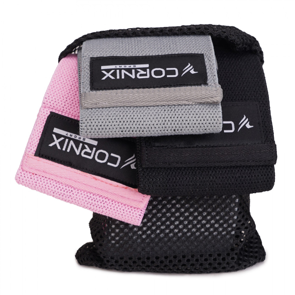 Резинки для фітнесу та спорту із тканини Cornix Hip Band набір 3 шт XR-0050