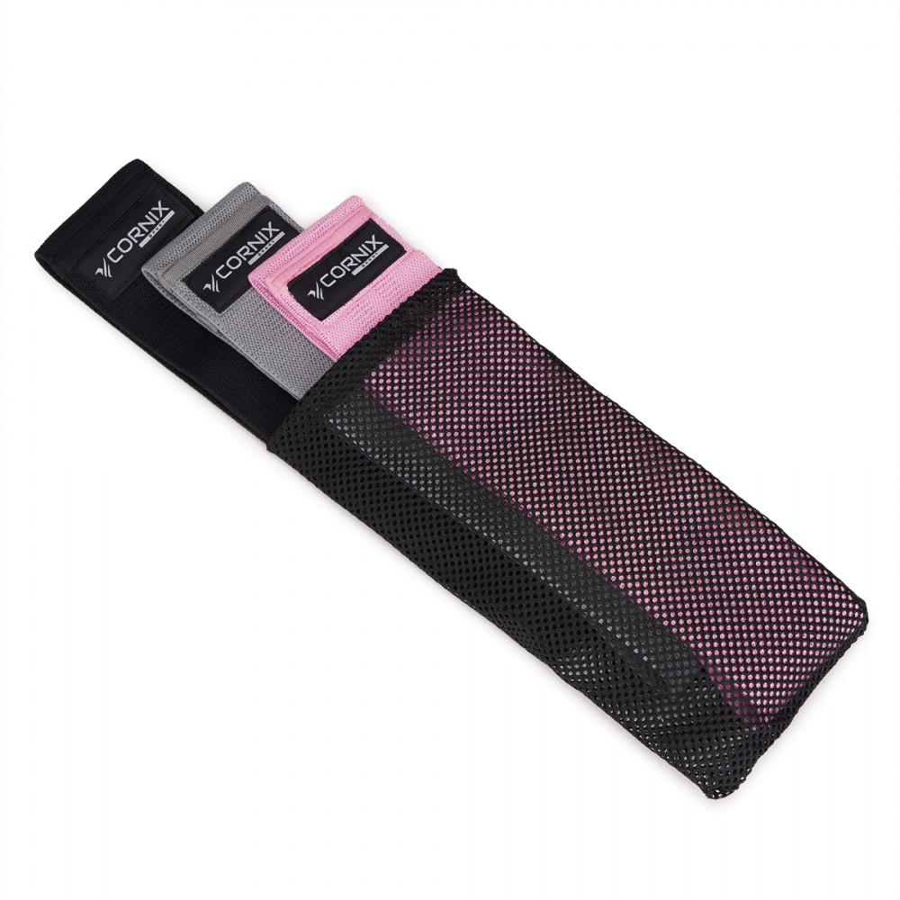 Резинки для фітнесу та спорту із тканини Cornix Hip Band набір 3 шт XR-0050