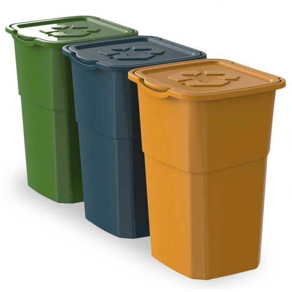 Набір баків для сміття DEA home ECO 3 зелений, синій, жовтий (20033)