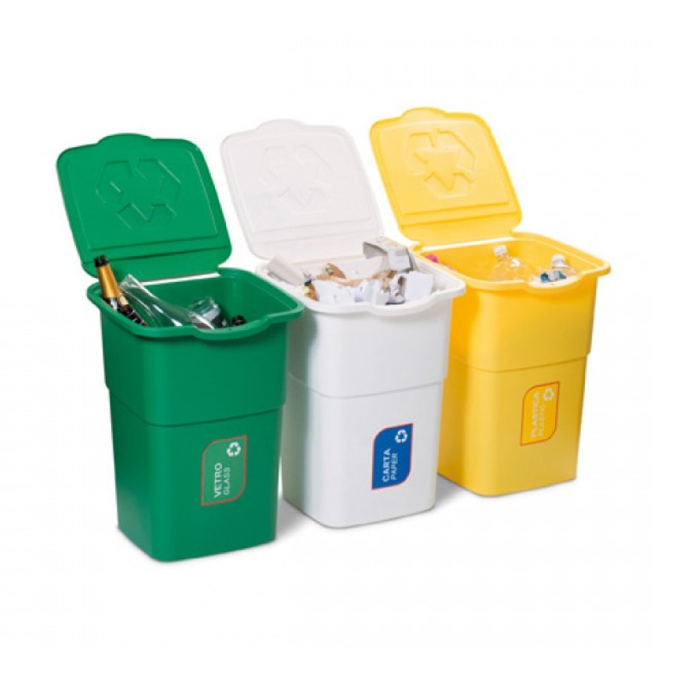 Набір баків для сміття DEA home ECO 3 зелений, білий, жовтий (5700)