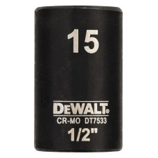 Головка торцевая ударная DeWalt IMPACT короткая шестигранная 1/2" 15 мм (DT7533)