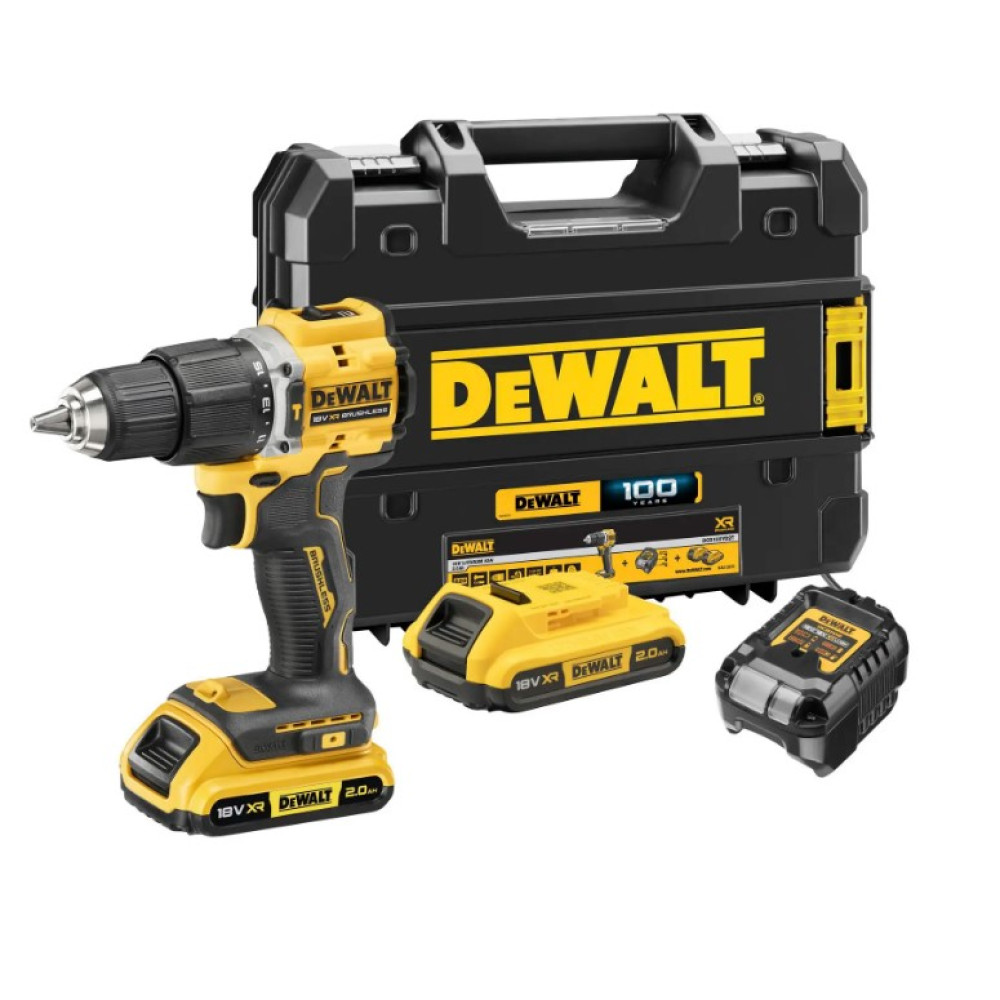 Дриль-шурупокрут акумуляторний DeWalt 100 YEARS з АКБ та ЗП DCD100YD2T