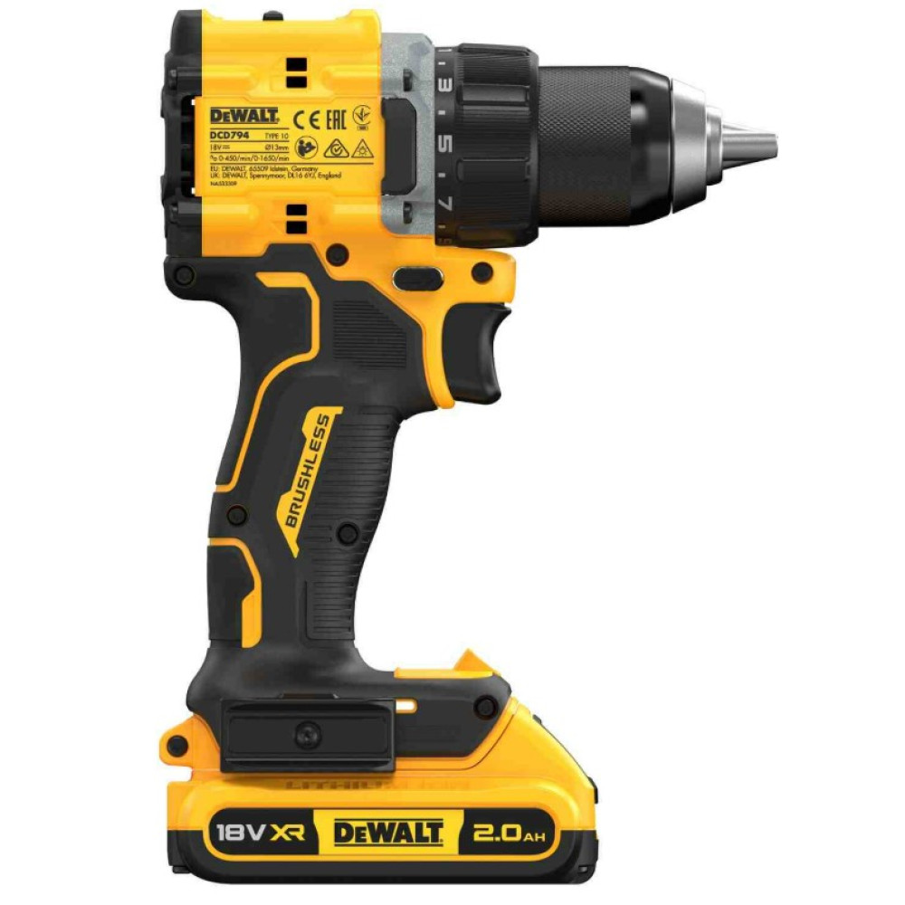 Дрель-шуруповерт аккумуляторная безщеточная DeWALT с АКБ и ЗУ DCD794D2T