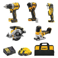 Набор из пяти аккумуляторных инструментов DeWalt (DCK502P3)