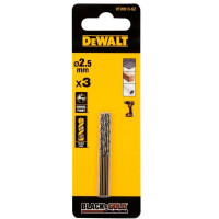 Сверло по металлу DeWalt BLACK & GOLD HSS-G 2.5 мм 3 шт (DT20513)