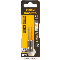 Сверло по металлу DeWalt EXTREME IMPACT Black & Gold HSS-G 2.5 мм 2 шт (DT20601)